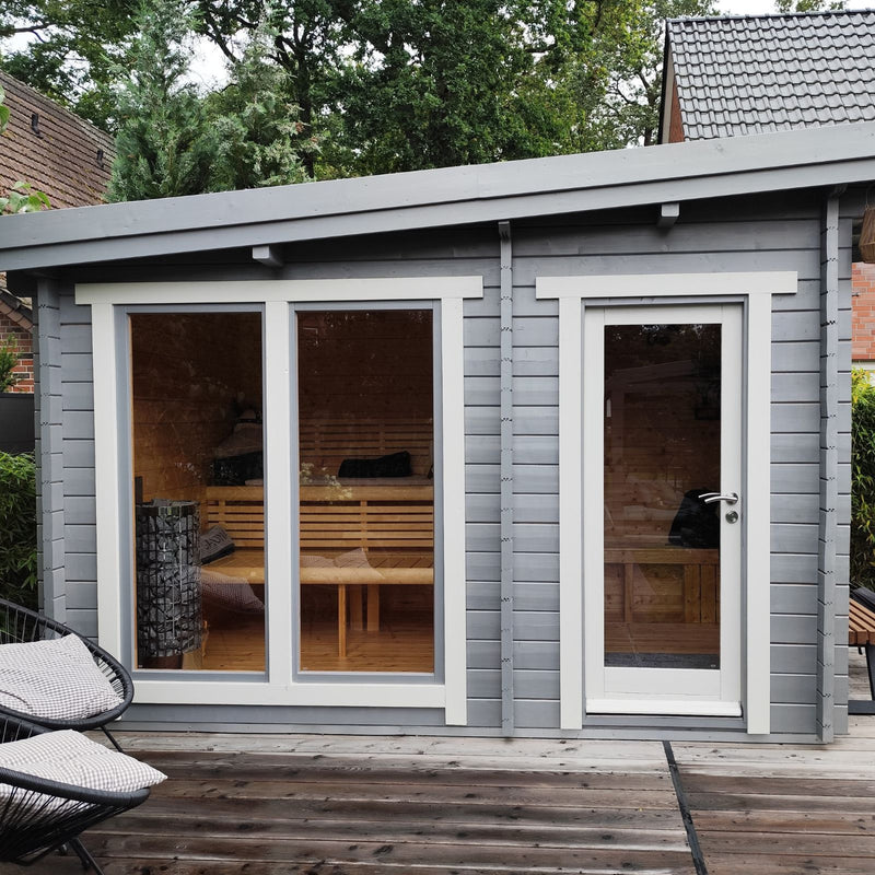 Blockbohlensauna Higi XL mit Vorraum