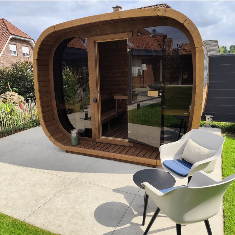 Cube Premium Gartensauna mit Glasfront