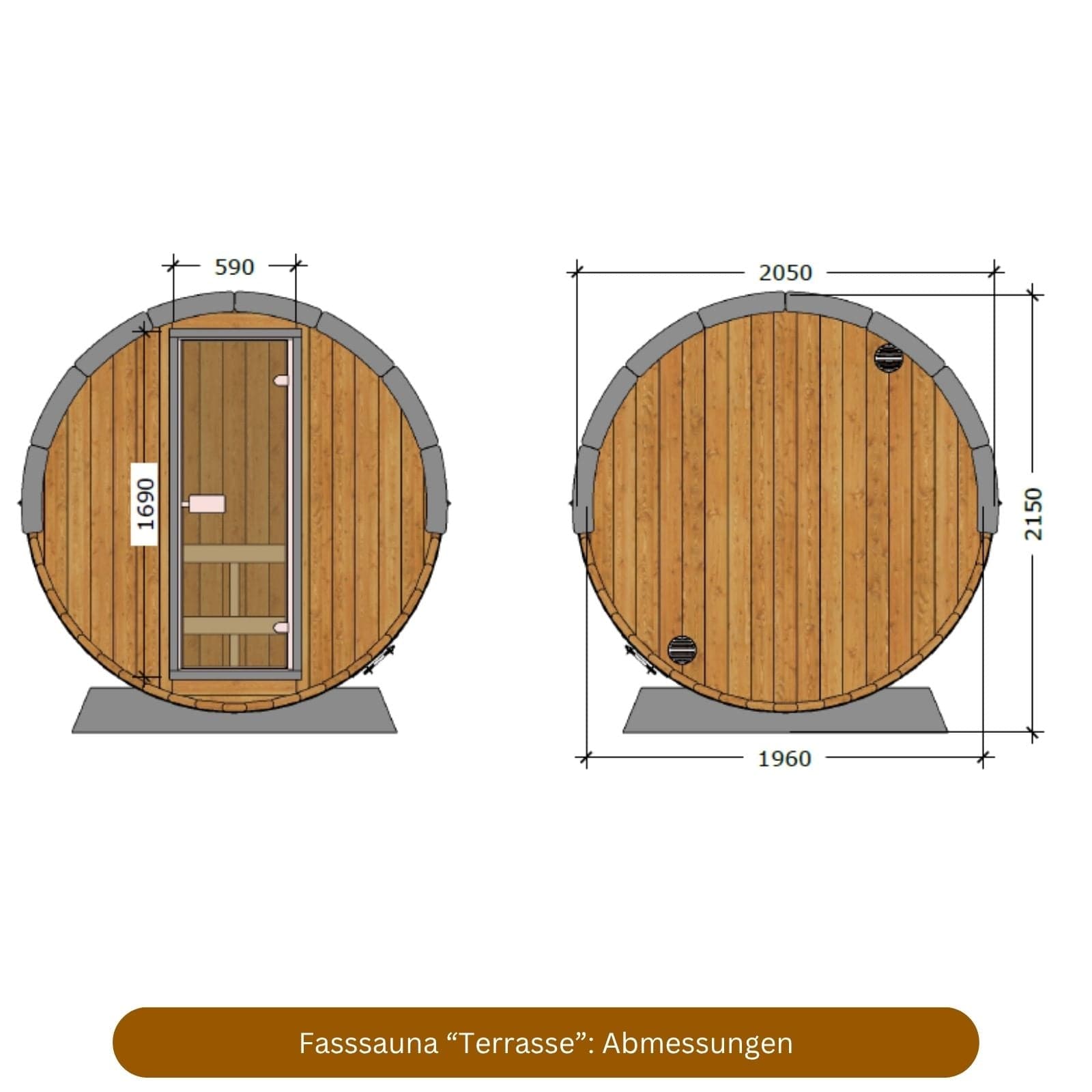 Fasssauna "Terrasse" für 2 Personen