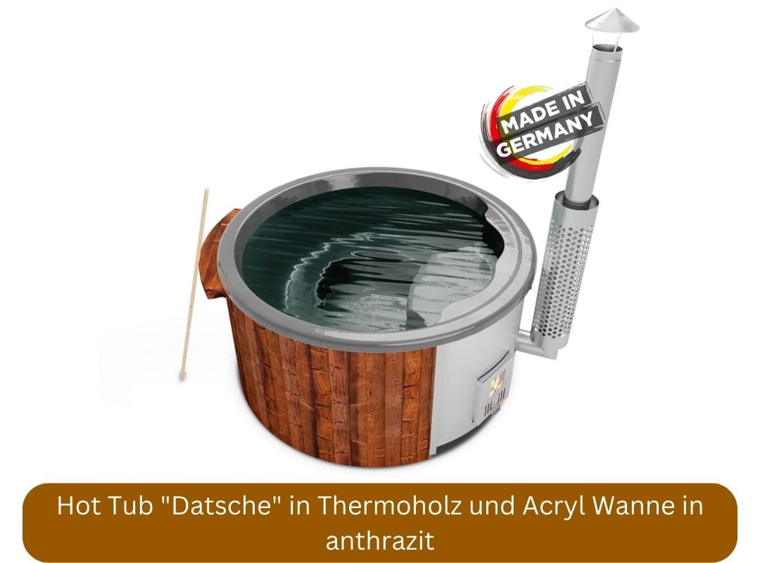 holzbefeuerter Hot Tub "Datsche" mit Thermoholz und Acryl Wanne in anthrazit