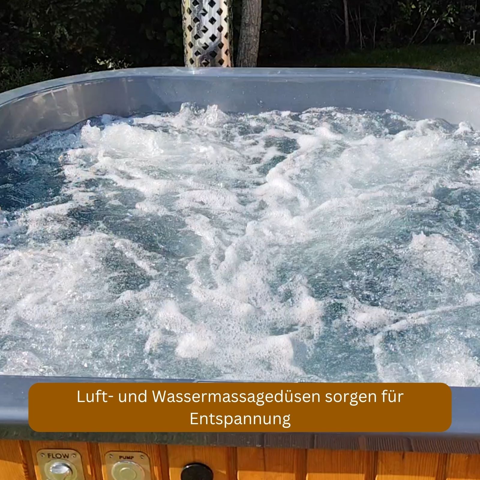 Hot Tub ECKIG 180 (Acryl, horizontaler Ofen) mit Spa Paket (Luftdüsen und Hydro Jets)