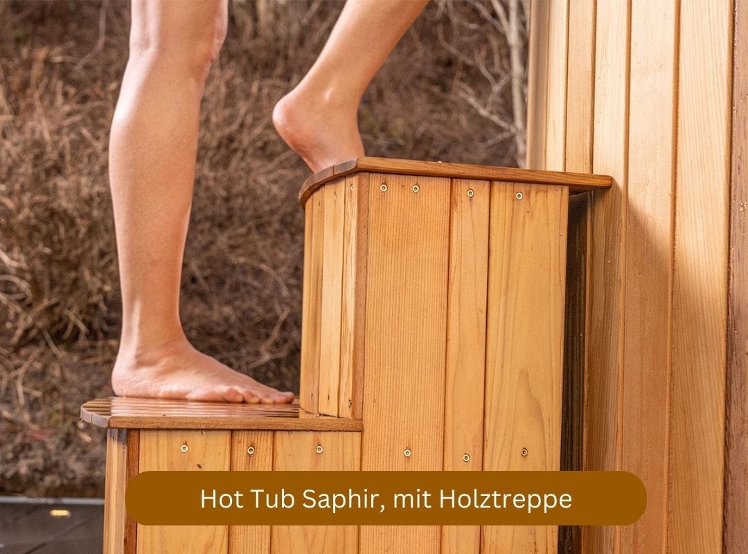 Hot Tub mit Zapfanlage und Holztreppe