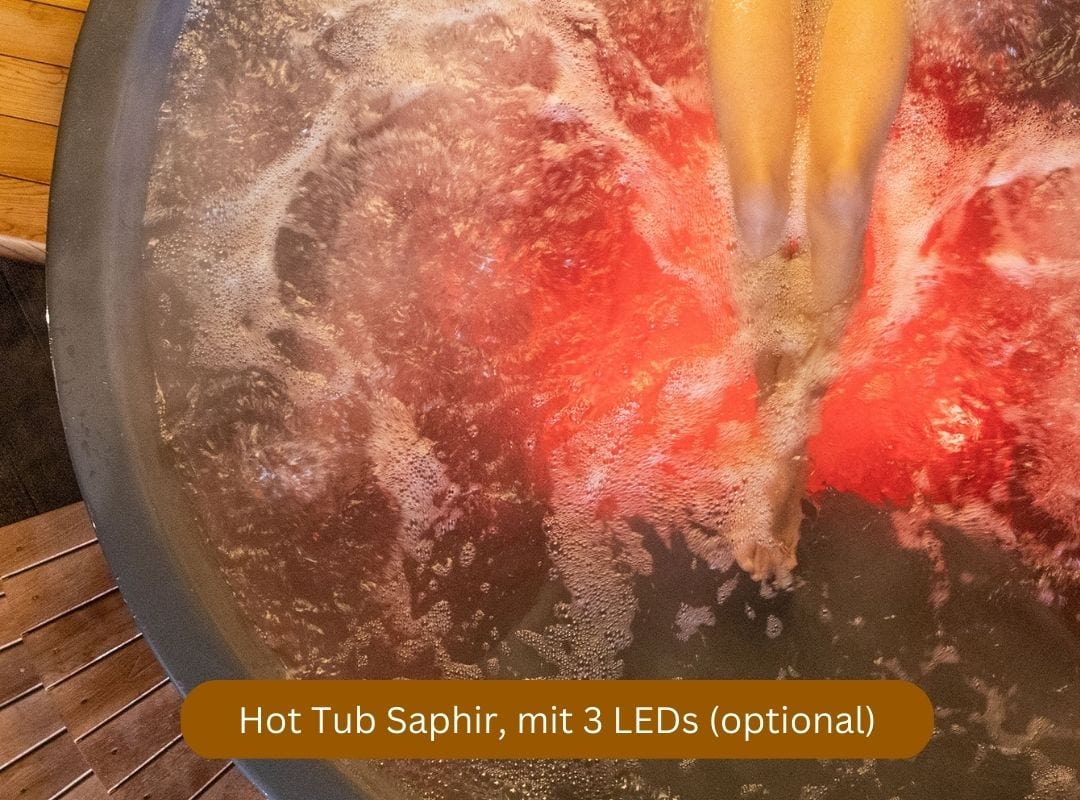 Hot Tub Holzklusiv Saphir mit integriertem Holzofen, mit LED Beleuchtung