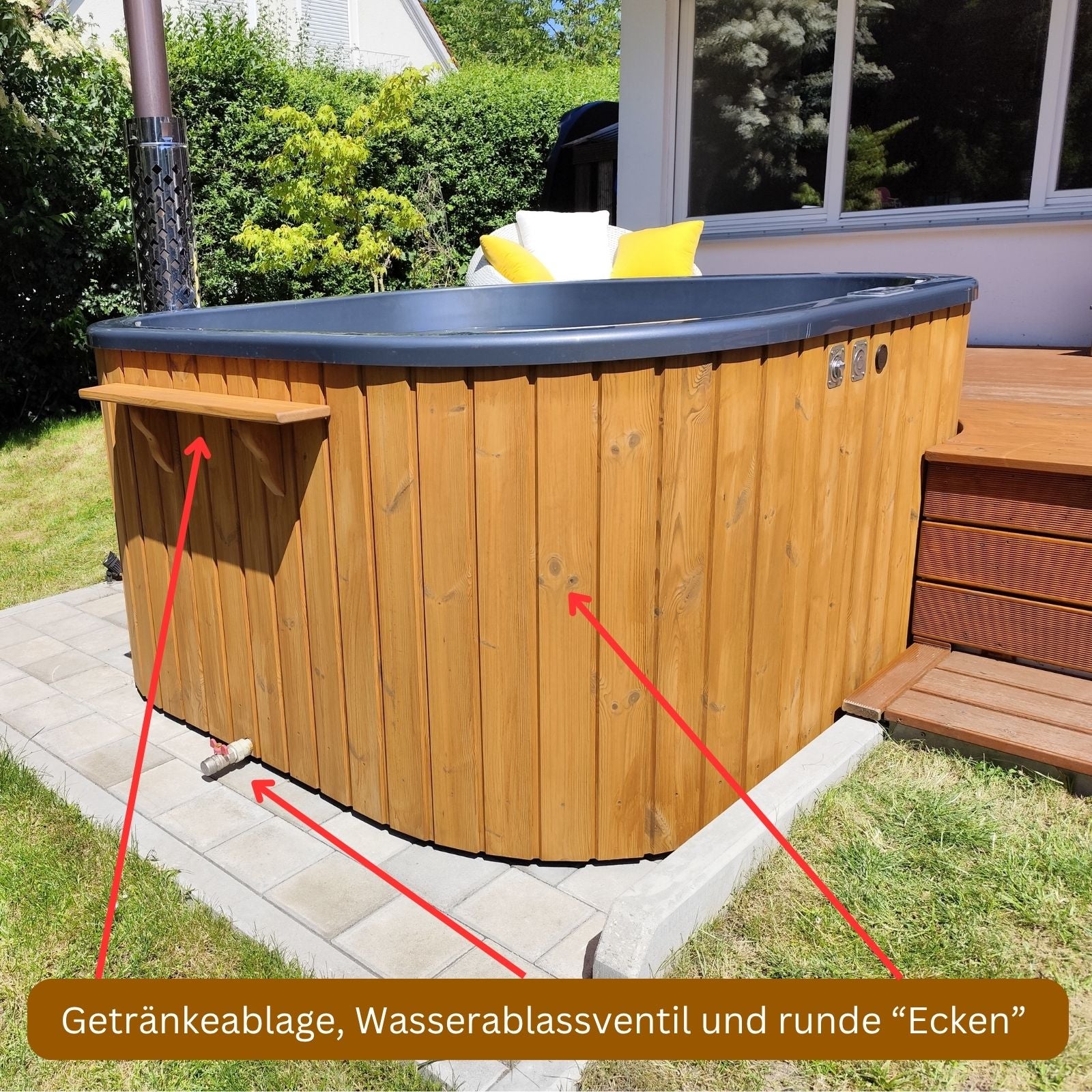 Hot Tub ECKIG 180 (Acryl, horizontaler Ofen) mit viel Ausstattung