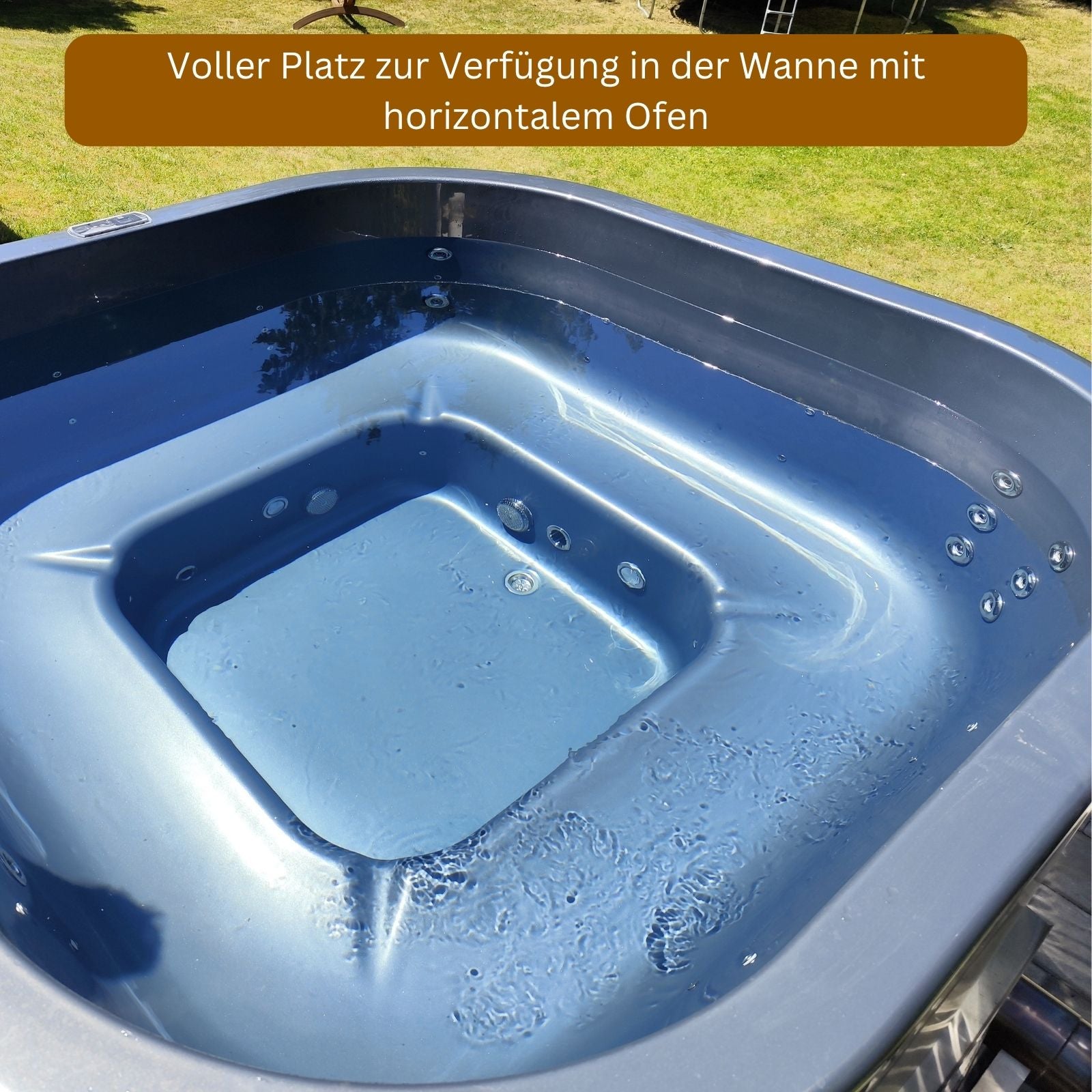 Hot Tub ECKIG 180 (Acryl, horizontaler Ofen) mit vollem Platz in der Wanne