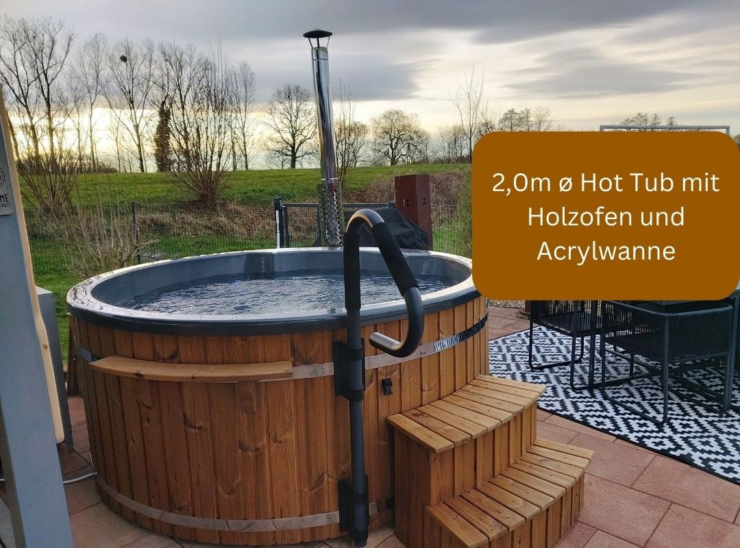 Memelwood Hot Tub 200 mit Acrylwanne und integriertem Holzofen