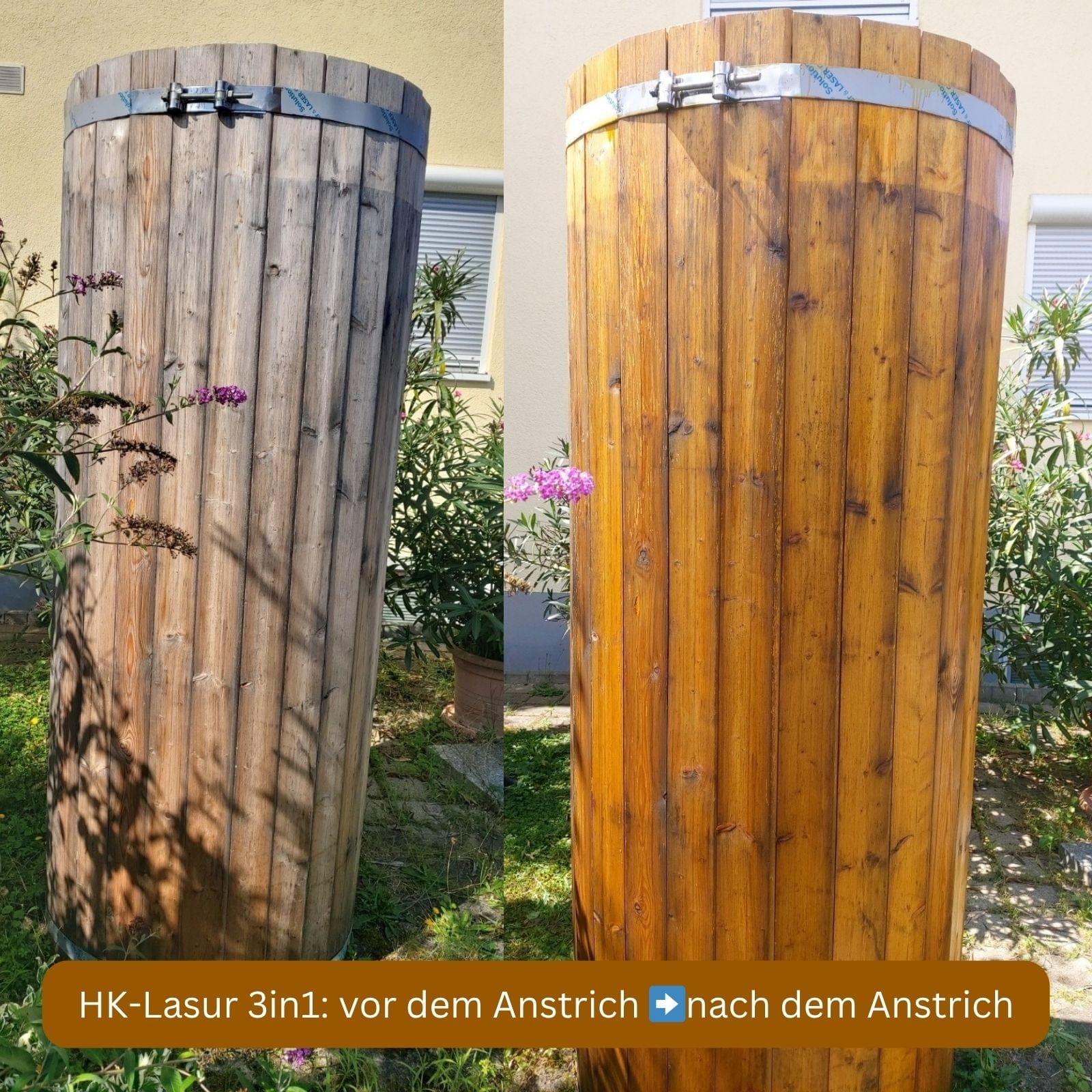 Remmers HK-Lasur 3in1 plus: vor dem Anstrich und nach dem Anstrich