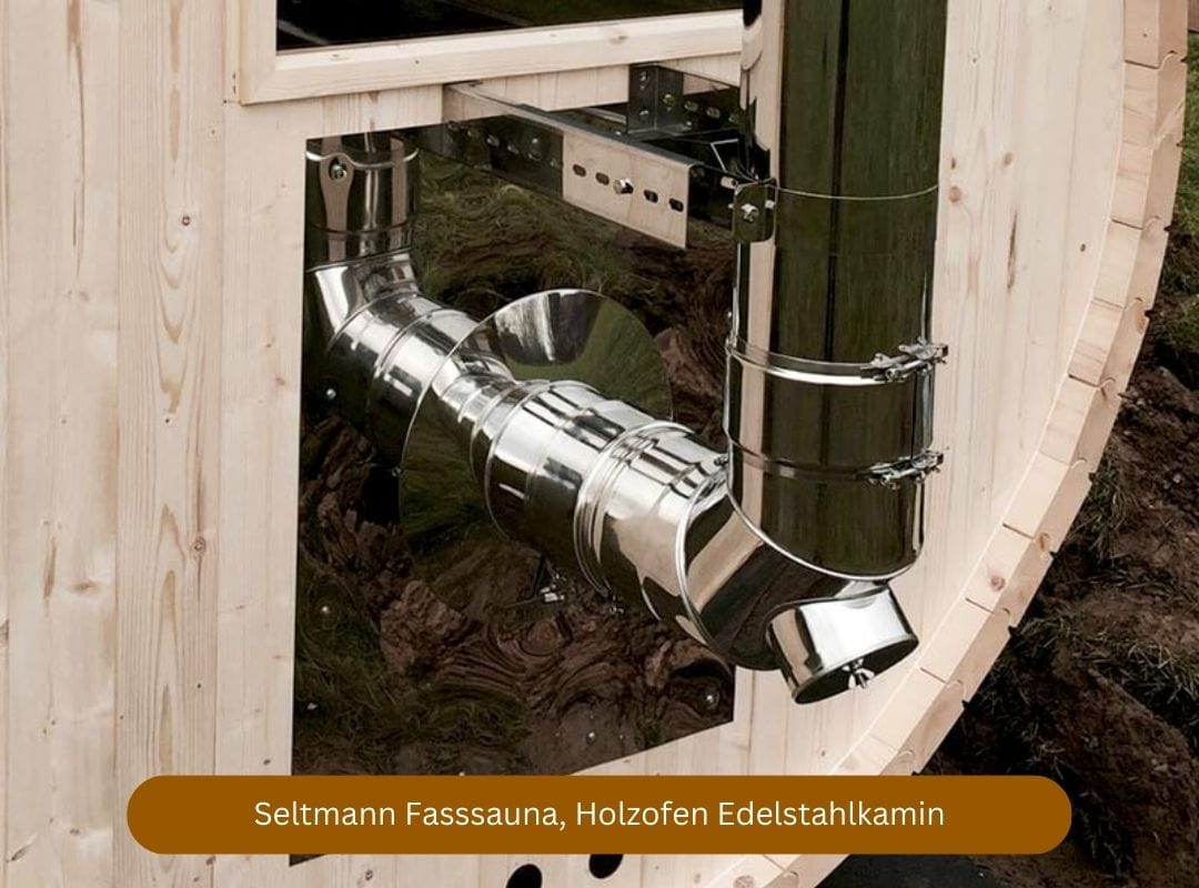 Seltmann Fasssauna mit Holzofen, Edelstahlkaminanbindung